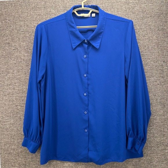 Susan Graver Womens Button Down Blouse Size XL Career Business Interview Boss - Picture 1 of 10